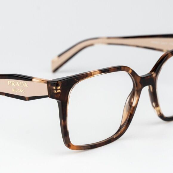 Prada Women Eyeglasses Havana Caramel Square PRB03V 07R1O1 NEW AUTHENTIC